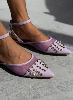 The Fashion Project Μπαλαρίνες ίσιες με διαφάνεια και τρουκς - Λιλά