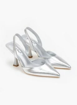 The Fashion Project Γόβες μυτερές με καμπάνα τακούνι - Ασημί -The Fashion Project Κατάστημα goves muteres me kampana takouni 110975 uwoy