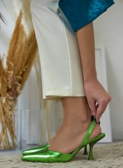 The Fashion Project Γόβες μυτερές με καμπάνα τακούνι - Πράσινο