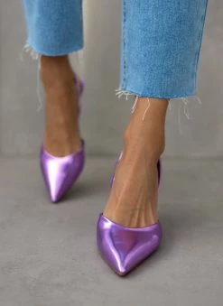 The Fashion Project Γόβες μυτερές με καμπάνα τακούνι - Μωβ ανοιχτό