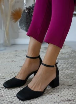 Γόβες σατέν με μπαρέτα Tfp - Μαύρο