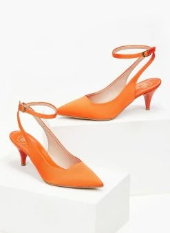 Γόβες σατέν με λουράκι Tfp - Πορτοκαλί -The Fashion Project Κατάστημα goves saten tfp me louraki 100640 8kki