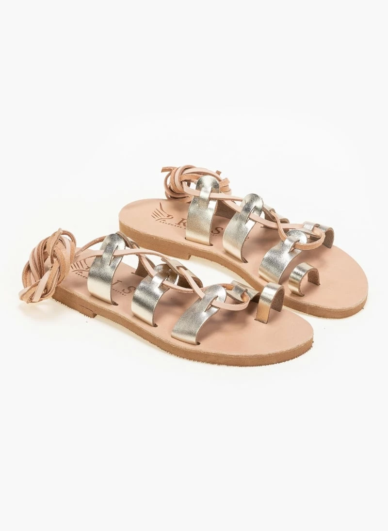 Σανδάλια δερμάτινα με κορδόνια Iris - Χρυσό Σανδάλια δερμάτινα με κορδόνια Iris - Χρυσό -The Fashion Project Κατάστημα isia dermatina lace up pedila 90634