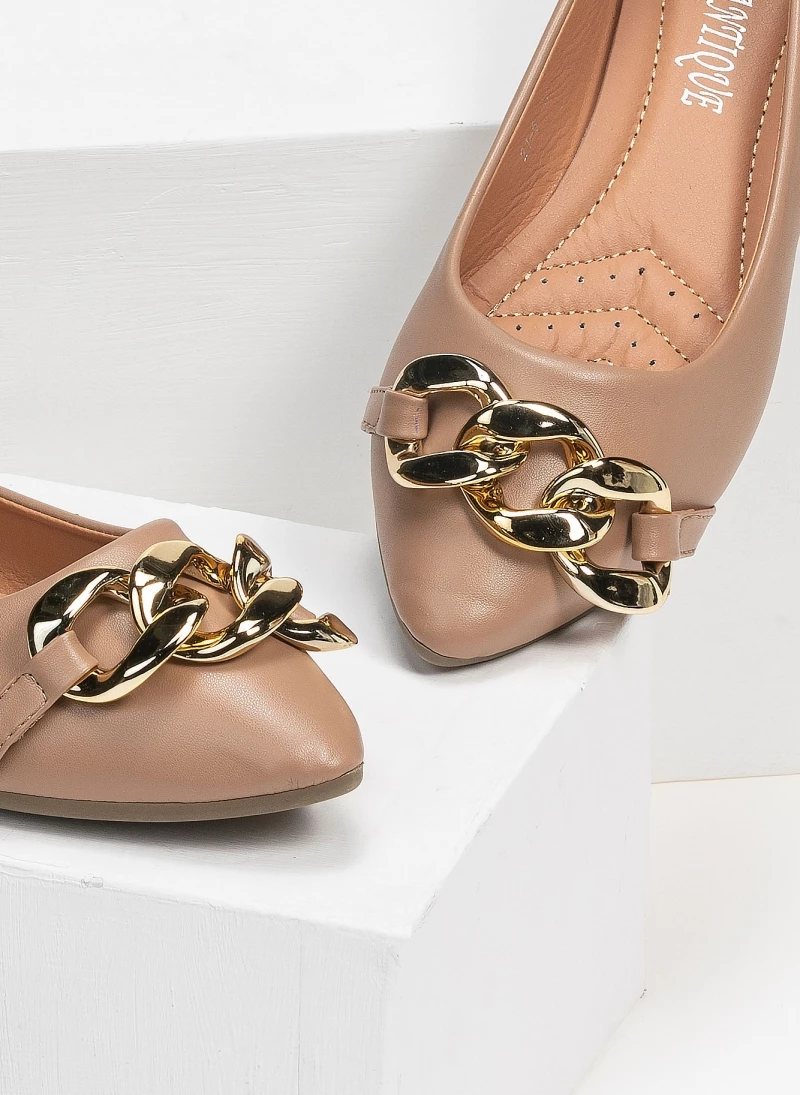 Μπαλαρίνες φλατ με αλυσίδα - Πούρο The Fashion Project Μπαλαρίνες φλατ με αλυσίδα - Πούρο -The Fashion Project Κατάστημα isia mutera govakia me alusida 95622 aore