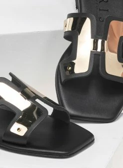 Σανδάλια δερμάτινα με ανοίγματα Iris - Μαύρο -The Fashion Project Κατάστημα kare dermatina isia pedila me anoigmata 91711 3nfp