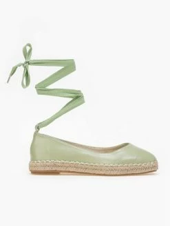 The Fashion Project Μπαλαρίνες Lace Up με σχοίνινη σόλα - Λαχανί