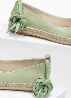 The Fashion Project Μπαλαρίνες Lace Up με σχοίνινη σόλα - Λαχανί -The Fashion Project Κατάστημα lace up mpalarines me sxoinini sola 87329 kksw