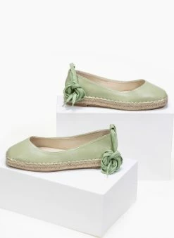 The Fashion Project Μπαλαρίνες Lace Up με σχοίνινη σόλα - Λαχανί -The Fashion Project Κατάστημα lace up mpalarines me sxoinini sola 87329 sfwd