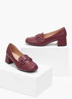 The Fashion Project Loafers με αγκράφα στο ίδιο χρώμα - Μπορντό -The Fashion Project Κατάστημα loafers me agkrafa sto idio xrwma 108835 91j8