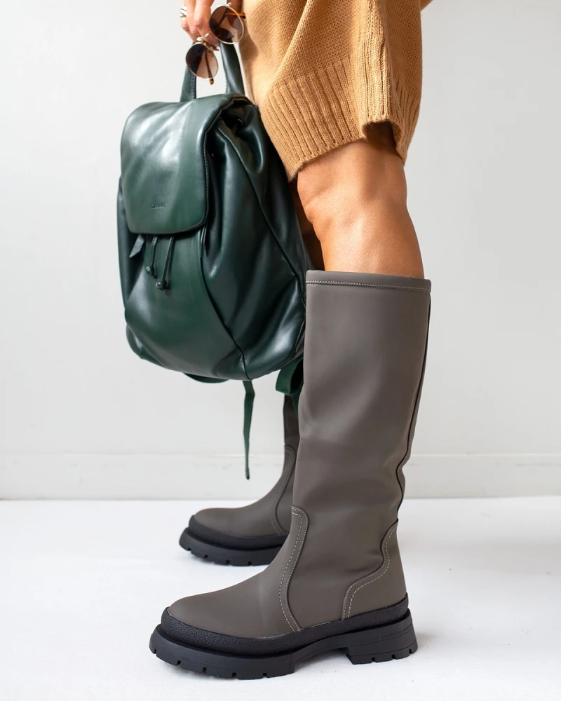 Μπότες chunky σε ματ χρώματα - Λαδί The Fashion Project Μπότες Chunky σε ματ χρώματα - Λαδί -The Fashion Project Κατάστημα mat isies mpotes me idiaiteri sola 97581 frow