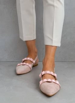 Μπαλαρίνες Suede μυτερές με τρουκς Estil - Nude