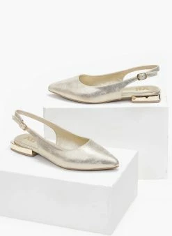 Xti Footwear Μπαλαρίνες Suede με μεταλλικό τακούνι Xti 141065 - Χρυσό -The Fashion Project Κατάστημα mpalarines flat muteres me metalliko takouni xti 1 110347 8all