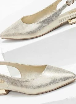 Xti Footwear Μπαλαρίνες Suede με μεταλλικό τακούνι Xti 141065 - Χρυσό -The Fashion Project Κατάστημα mpalarines flat muteres me metalliko takouni xti 1 110347 c6so