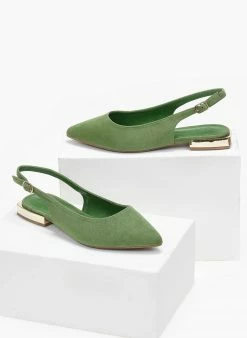 Xti Footwear Μπαλαρίνες Suede με μεταλλικό τακούνι Xti 141065 - Πράσινο -The Fashion Project Κατάστημα mpalarines flat muteres me metalliko takouni xti 1 110349 dp3v