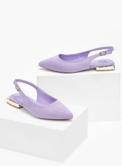 Xti Footwear Μπαλαρίνες Suede με μεταλλικό τακούνι Xti 141065 - Λιλά -The Fashion Project Κατάστημα mpalarines flat muteres me metalliko takouni xti 1 110350 yddu