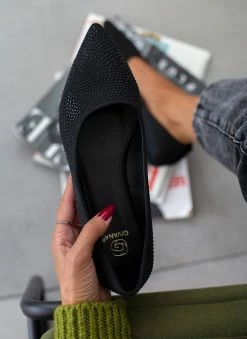 The Fashion Project Μπαλαρίνες μυτερές με Strass - Μαύρο -The Fashion Project Κατάστημα mpalarines muteres me strass 107256 3j5j