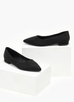 The Fashion Project Μπαλαρίνες μυτερές με Strass - Μαύρο -The Fashion Project Κατάστημα mpalarines muteres me strass 107256 a4kc