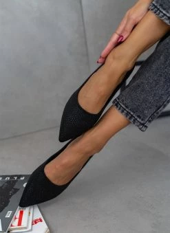 The Fashion Project Μπαλαρίνες μυτερές με Strass - Μαύρο