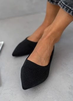 The Fashion Project Μπαλαρίνες μυτερές με Strass - Μαύρο -The Fashion Project Κατάστημα mpalarines muteres me strass 107256 luxs