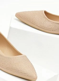 The Fashion Project Μπαλαρίνες μυτερές με Strass - Μπεζ -The Fashion Project Κατάστημα mpalarines muteres me strass 107257 wffs