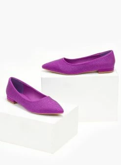 The Fashion Project Μπαλαρίνες μυτερές με Strass - Μωβ -The Fashion Project Κατάστημα mpalarines muteres me strass 107259 oykx
