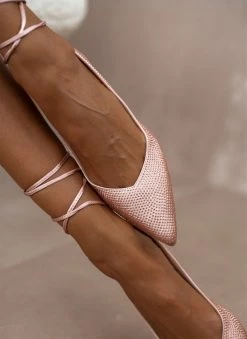 The Fashion Project Μπαλαρίνες μυτερές σατέν με Lace Up δέσιμο - Χαλκός