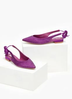 The Fashion Project Μπαλαρίνες μυτερές σατέν με Lace Up δέσιμο - Μωβ -The Fashion Project Κατάστημα mpalarines muteres saten me lace up desimo 106506 2k6f