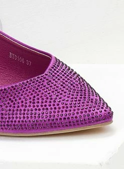 The Fashion Project Μπαλαρίνες μυτερές σατέν με Lace Up δέσιμο - Μωβ -The Fashion Project Κατάστημα mpalarines muteres saten me lace up desimo 106506 300n