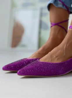 The Fashion Project Μπαλαρίνες μυτερές σατέν με Lace Up δέσιμο - Μωβ -The Fashion Project Κατάστημα mpalarines muteres saten me lace up desimo 106506 k9mk