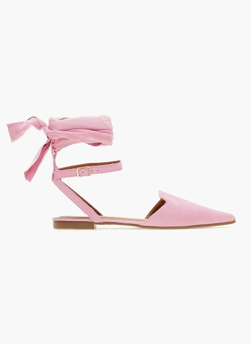 Μπαλαρίνες suede με lace up δέσιμο - Ροζ The Fashion Project Μπαλαρίνες Suede με Lace Up δέσιμο - Ροζ -The Fashion Project Κατάστημα mpalarines suede me lace up desimo 103383 bww3