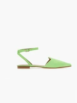 The Fashion Project Μπαλαρίνες Suede με Lace Up δέσιμο - Λαχανί