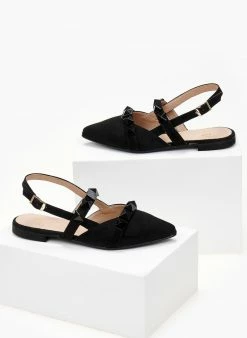 Μπαλαρίνες Suede μυτερές με τρουκς Estil - Μαύρο -The Fashion Project Κατάστημα mpalarines suede muteres me trouks 103818 r3gz