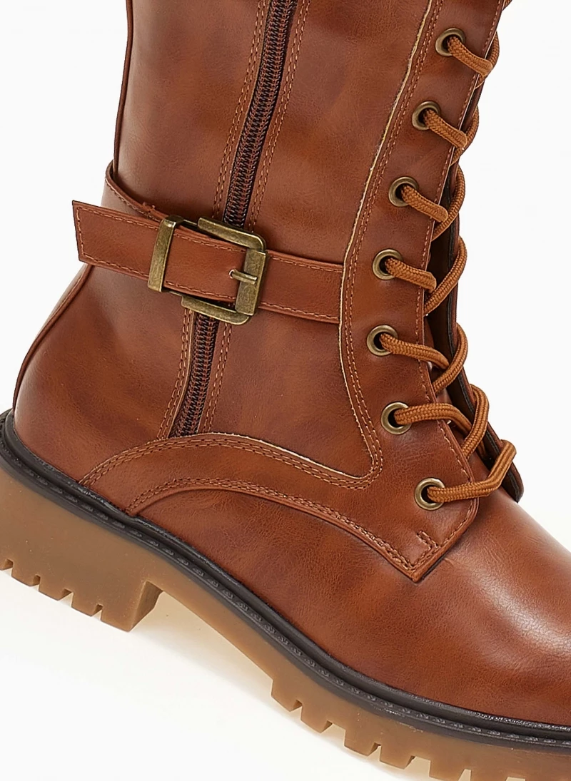 Μπότες με κορδόνια και ζωνάκι - Ταμπά The Fashion Project Μπότες με κορδόνια και ζωνάκι - Ταμπά -The Fashion Project Κατάστημα mpotes biker me kordonia 107176 2o1b