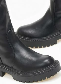 The Fashion Project Μπότες με λάστιχο στα πλάι - Μαύρο -The Fashion Project Κατάστημα mpotes flat me elastiko tmima 109445 ngbw