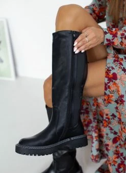 The Fashion Project Μπότες με λάστιχο στα πλάι - Μαύρο -The Fashion Project Κατάστημα mpotes flat me elastiko tmima 109445 v1kh