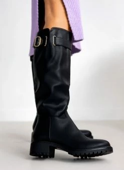 The Fashion Project Μπότες φλατ με ζωνάκι - Μαύρο