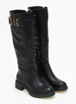 The Fashion Project Μπότες φλατ με ζωνάκι - Μαύρο 4 The Fashion Project Μπότες φλατ με ζωνάκι - Μαύρο -The Fashion Project Κατάστημα mpotes flat me zwnaki 108884 enbj