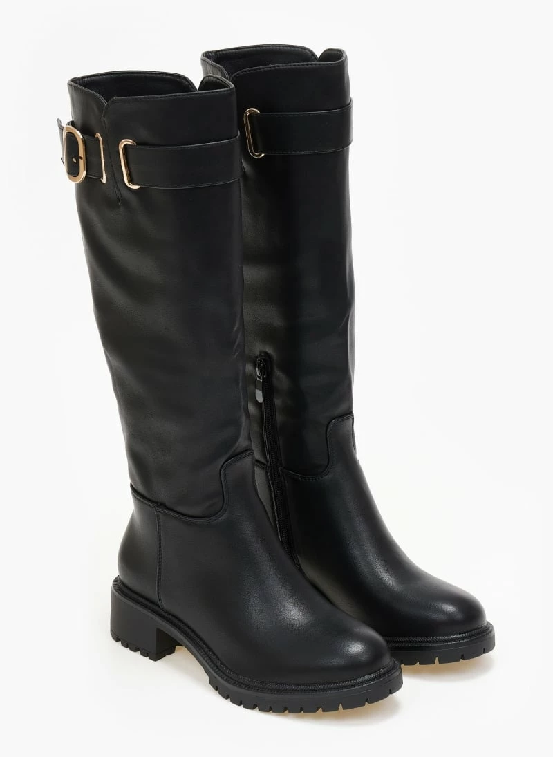 Μπότες φλατ με ζωνάκι - Μαύρο The Fashion Project Μπότες φλατ με ζωνάκι - Μαύρο -The Fashion Project Κατάστημα mpotes flat me zwnaki 108884 enbj