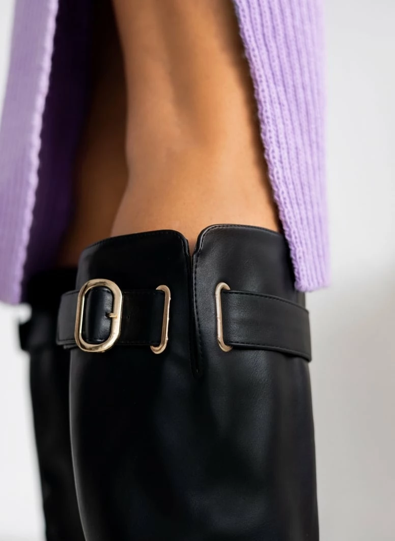 Μπότες φλατ με ζωνάκι - Μαύρο The Fashion Project Μπότες φλατ με ζωνάκι - Μαύρο -The Fashion Project Κατάστημα mpotes flat me zwnaki 108884 kn4t