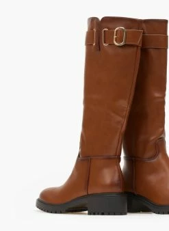 The Fashion Project Μπότες φλατ με ζωνάκι - Ταμπά -The Fashion Project Κατάστημα mpotes flat me zwnaki 108885 91pb