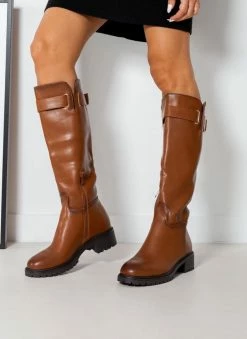 The Fashion Project Μπότες φλατ με ζωνάκι - Ταμπά -The Fashion Project Κατάστημα mpotes flat me zwnaki 108885 k4yf