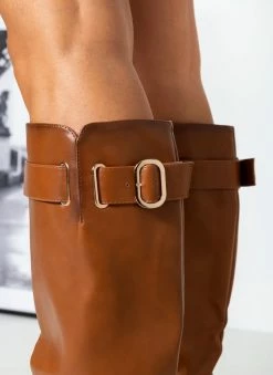 The Fashion Project Μπότες φλατ με ζωνάκι - Ταμπά -The Fashion Project Κατάστημα mpotes flat me zwnaki 108885 m87f