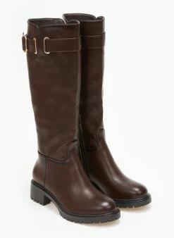 The Fashion Project Μπότες φλατ με ζωνάκι - Καφέ 4 The Fashion Project Μπότες φλατ με ζωνάκι - Καφέ -The Fashion Project Κατάστημα mpotes flat me zwnaki 108886 dddi