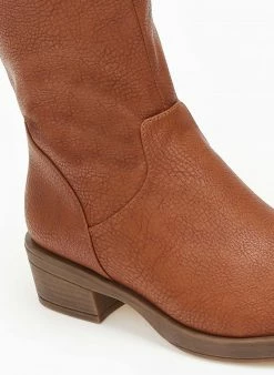 The Fashion Project Μπότες φλατ σε στρογγυλή γραμμή - Ταμπά -The Fashion Project Κατάστημα mpotes flat se strogguli grammi 109038 77op