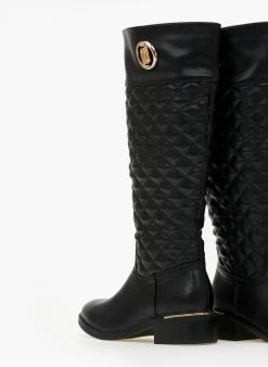 The Fashion Project Μπότες ιππασίας καπιτονέ - Μαύρο -The Fashion Project Κατάστημα mpotes ippasias kapitone 106664 g3sw