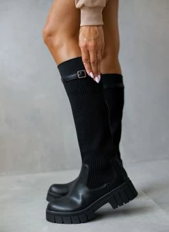 The Fashion Project Μπότες κάλτσα με ζωνάκι - Μαύρο