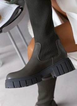 The Fashion Project Μπότες κάλτσα με ζωνάκι - Λαδί -The Fashion Project Κατάστημα mpotes kaltsa me zwnaki 106655 3asf