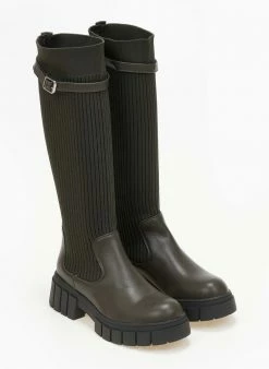 The Fashion Project Μπότες κάλτσα με ζωνάκι - Λαδί -The Fashion Project Κατάστημα mpotes kaltsa me zwnaki 106655 s2ed