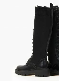 The Fashion Project Μπότες κάλτσα με κορδόνια - Μαύρο -The Fashion Project Κατάστημα mpotes me elastiki gampa 105820 ky3l