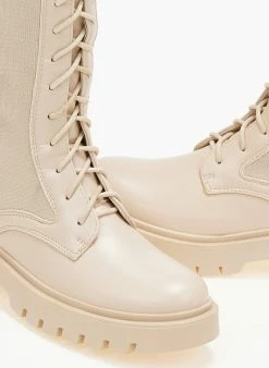 The Fashion Project Μπότες κάλτσα με κορδόνια - Μπεζ -The Fashion Project Κατάστημα mpotes me elastiki gampa 105821 ux9i